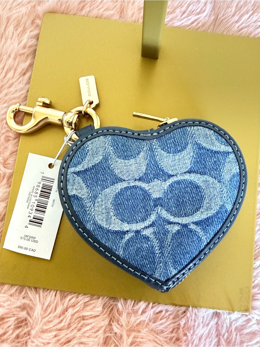 Coach Denim Heart Bag Charm